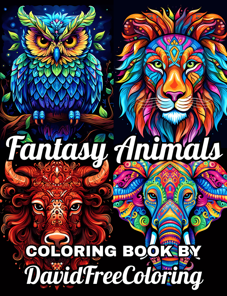 140 Fantasy Animals Coloring Book Animal Images for Adult Coloring Pages Fantasy Animals printable coloring book adult gift PDF Download PNG