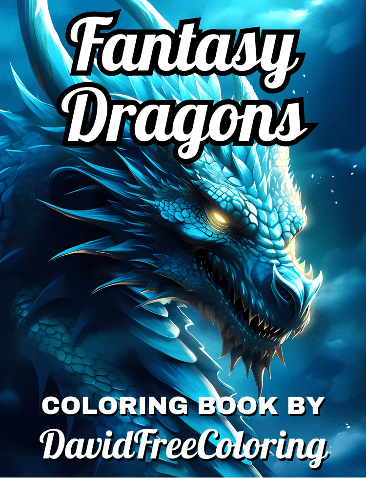 50 Fantasy Dragons Coloring Book Dragons Images for Adult Coloring Pages Dragons printable coloring book gift for adult PDF Download PNG
