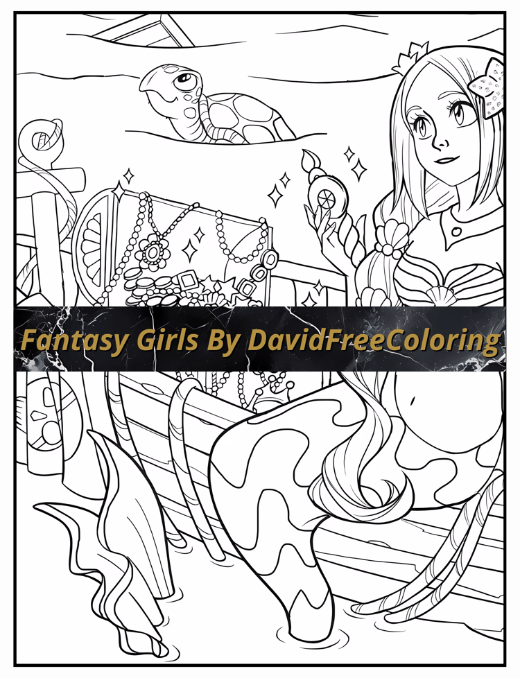110 Fantasy Girls Coloring Book Fantasy Images for Adult Coloring Pages Pretty Girls printable coloring book gift for adult PDF Download PNG