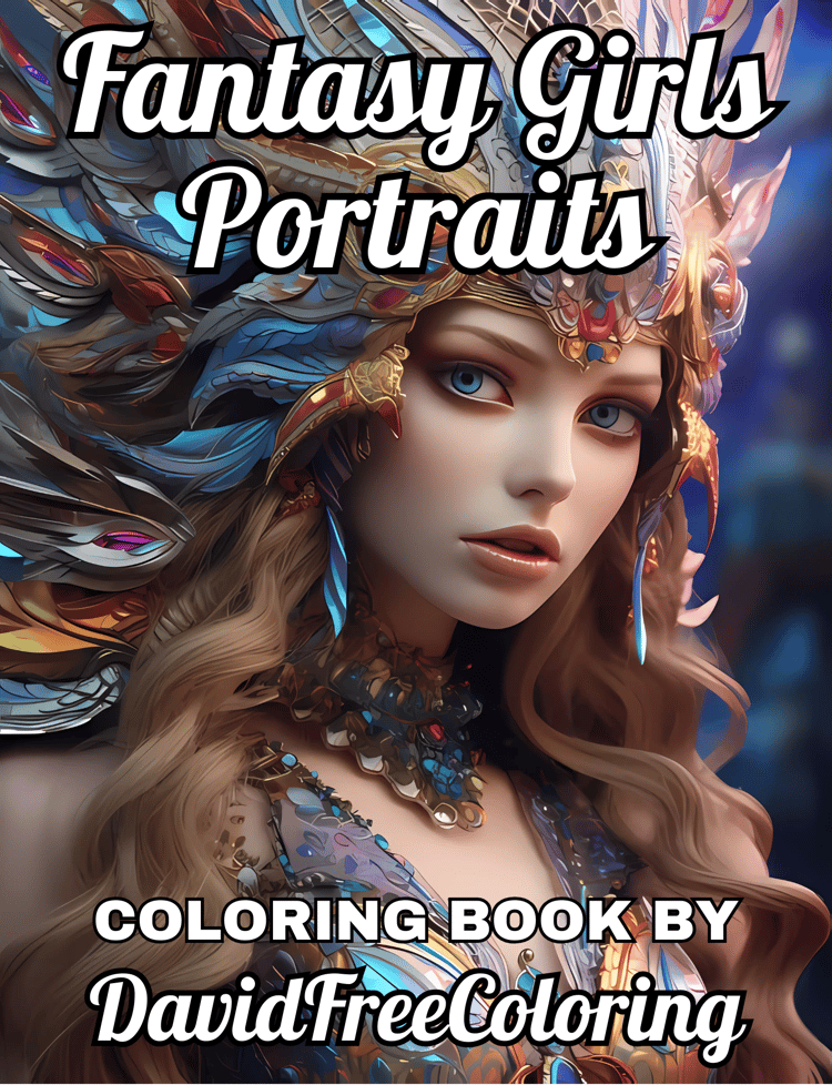 80 Girls Portraits Coloring Book Girl Image for Adult Coloring Pages Pretty Princess printable coloring book gift for adult PDF download PNG