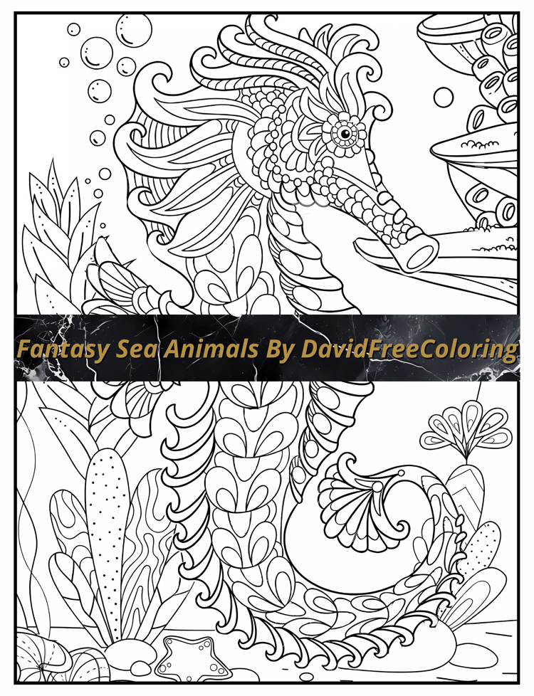 100 Sea Animal Coloring Book Fantasy Shark Animals Images for Adult Coloring Pages Fish printable coloring book adult gift PDF Download PNG