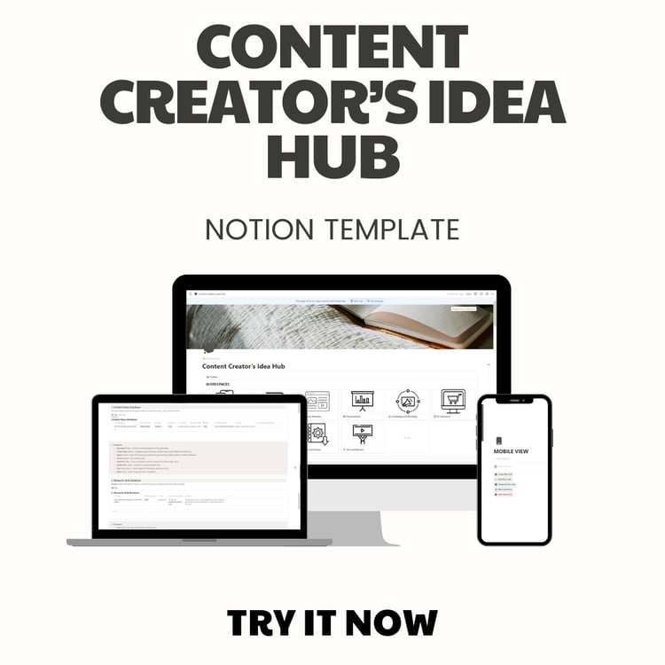 Content Creator's Idea Hub Notion Template.