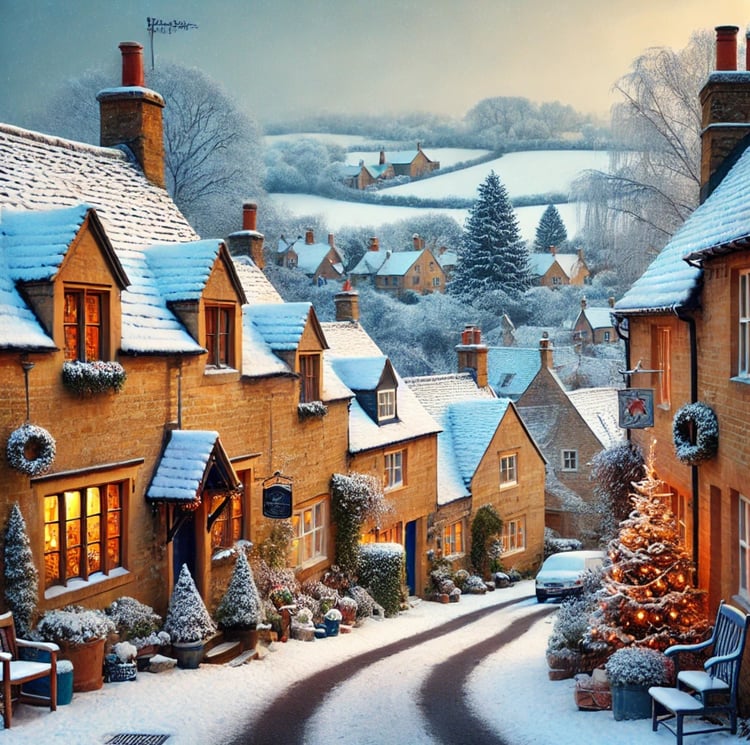 Snow dusted cotswold village walks