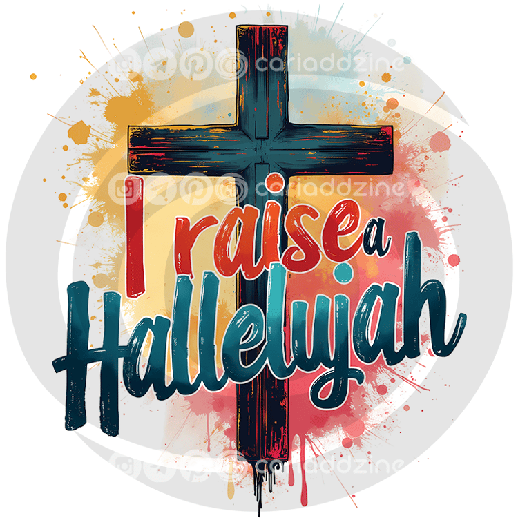wooden cross, faith art, watercolor design, spiritual message, vibrant colors, religious imagery, praise artwork, abstract background, inspirational quote, celebration of faith