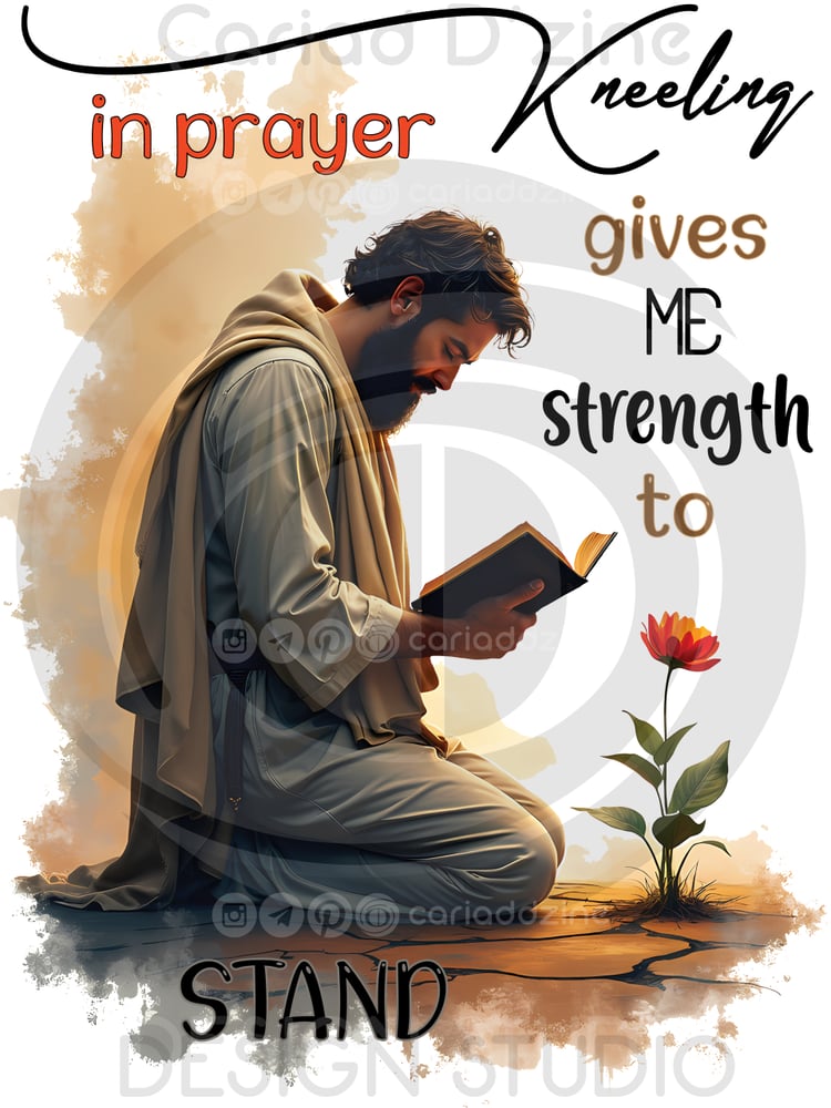 prayer art, strength in prayer, watercolor painting, hope and resilience, spiritual imagery, ethereal art, kneeling in prayer, sunset background, inspirational quotes, faith-based artwork