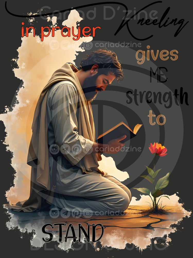prayer art, strength in prayer, watercolor painting, hope and resilience, spiritual imagery, ethereal art, kneeling in prayer, sunset background, inspirational quotes, faith-based artwork