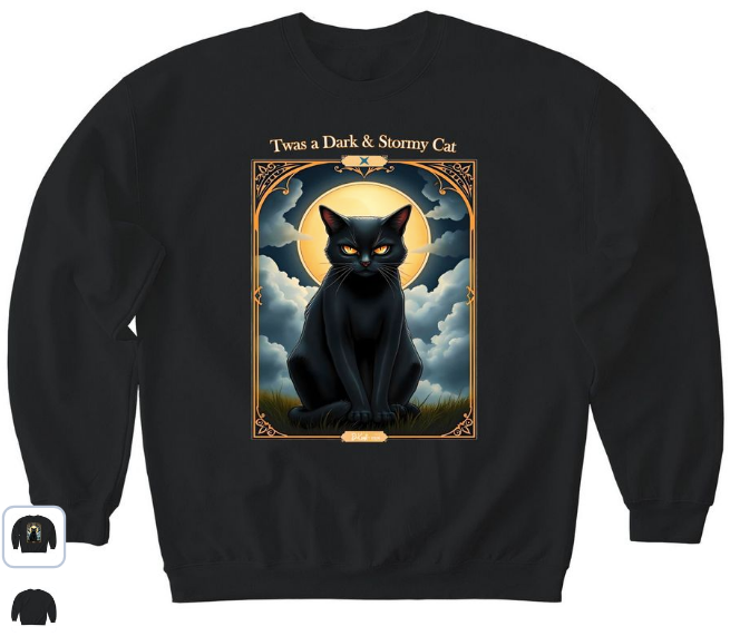 Dark & Stormy Cat Halloween Shirt - DKeast  - https://www.bonfire.com/stormy-cat1