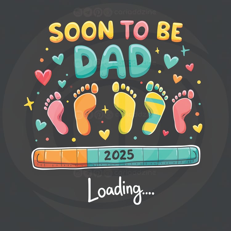 soon to be dad, baby announcement, multiple births, whimsical design, fatherhood celebration, 2025 baby, playful art, cute decor, baby shower invitation, colorful announcement