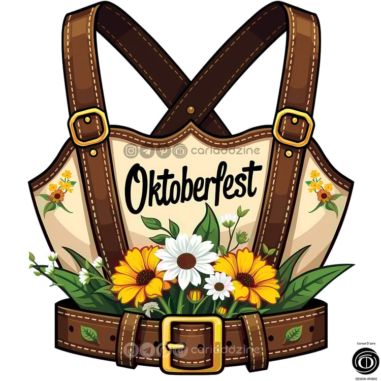 Oktoberfest art, Bavarian jacket design, traditional attire illustration, festive decor, Cariad Dzine design