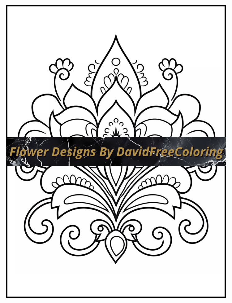 Flower Designs Coloring Book Floral Design Image for Adult Coloring Page Flowers printable coloring book gift for adult PDF Download PNG