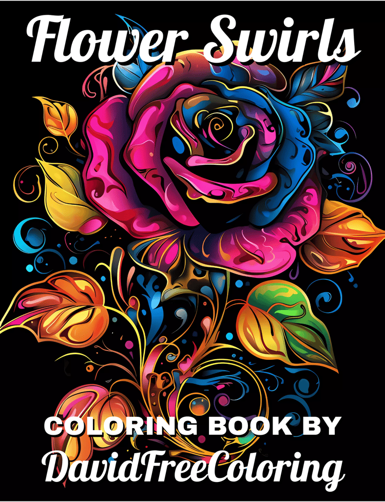 Flowers Swirl Coloring Book Flowers Swirl Images for Adult Coloring Pages Flowers printable coloring book gift for adult PDF download PNG