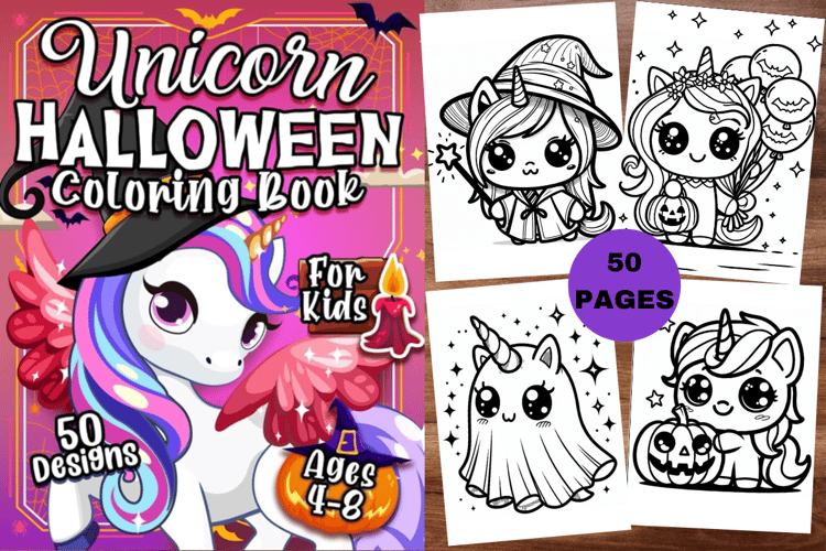Halloween unicorn Coloring Book/Pages