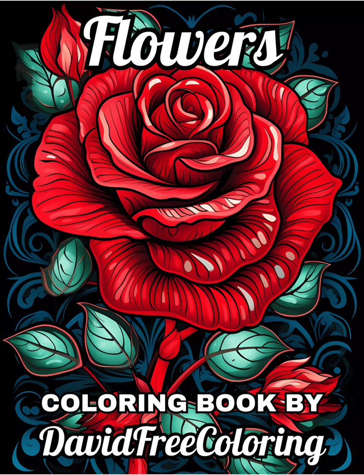 Flowers Coloring Book Blooming Flowers Image for Adult Coloring Pages Flowers printable coloring book gift for adult PDF download PNG