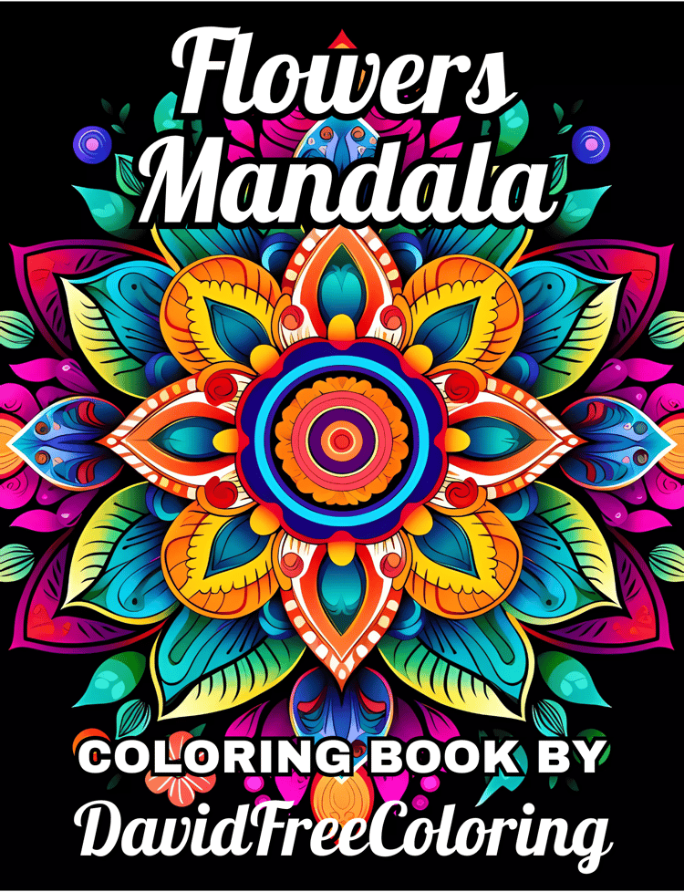 Flowers Mandala Coloring Book Flowers Images for Adult Coloring Pages Mandala printable coloring book gift for adult PDF Download PNG