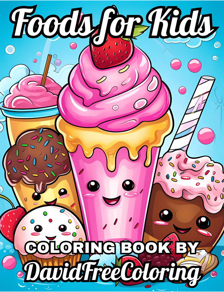Foods for Kids Coloring Book Cake Candy Sweets Image for Kids Coloring Pages Foods printable coloring book gift for kids PDF Download PNG