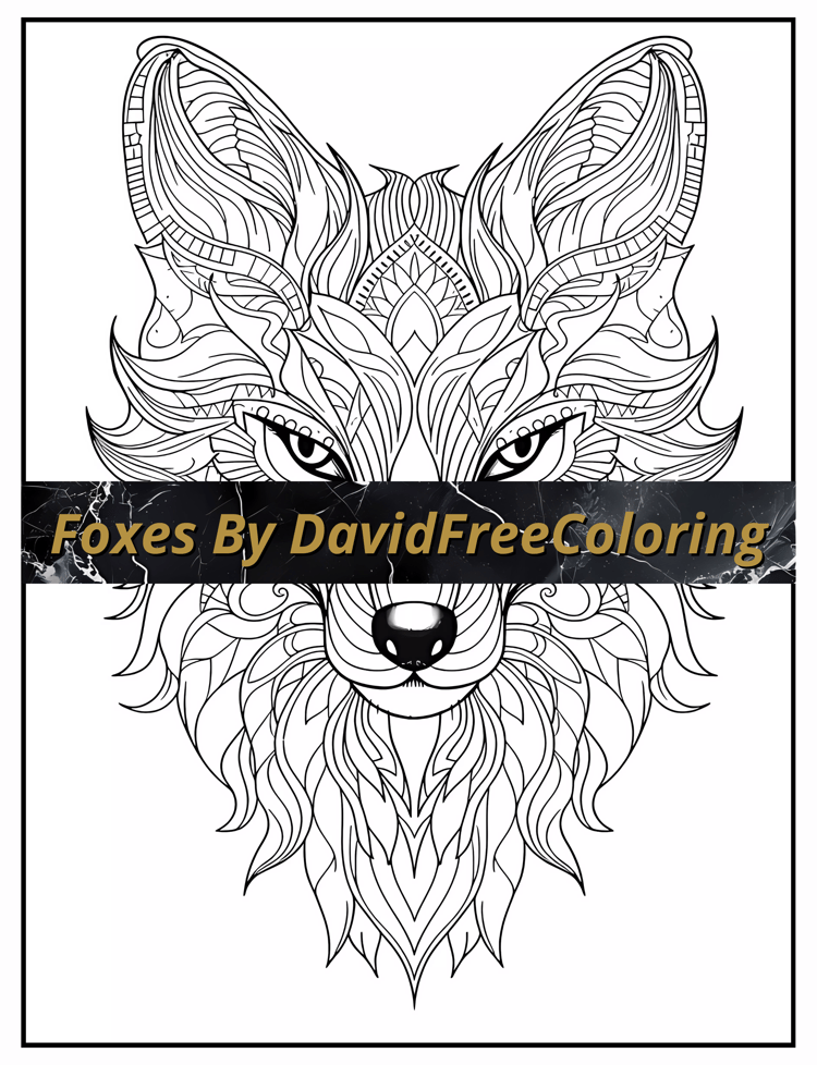 Foxes Coloring Book Foxes Coloring Images for Adult Coloring Pages Cute Fox printable coloring book gift for adult PDF download PNG