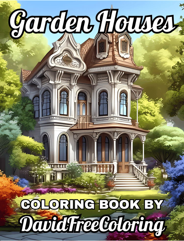 Garden Houses Coloring Book Garden Homes Image for Adult Coloring Page Treehouse  printable coloring book gift for adult PDF download PNG