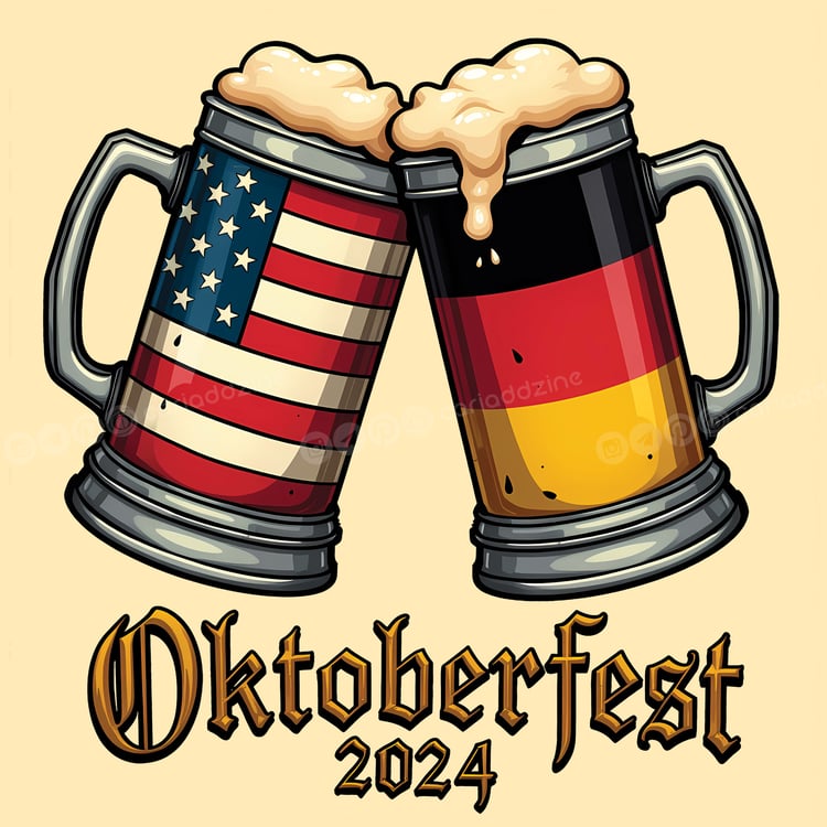 Oktoberfest art, beer festival illustrations, festive characters, German traditions, party decor, celebration artwork, drinking squad, Bavarian symbols, Cariad Dzine design