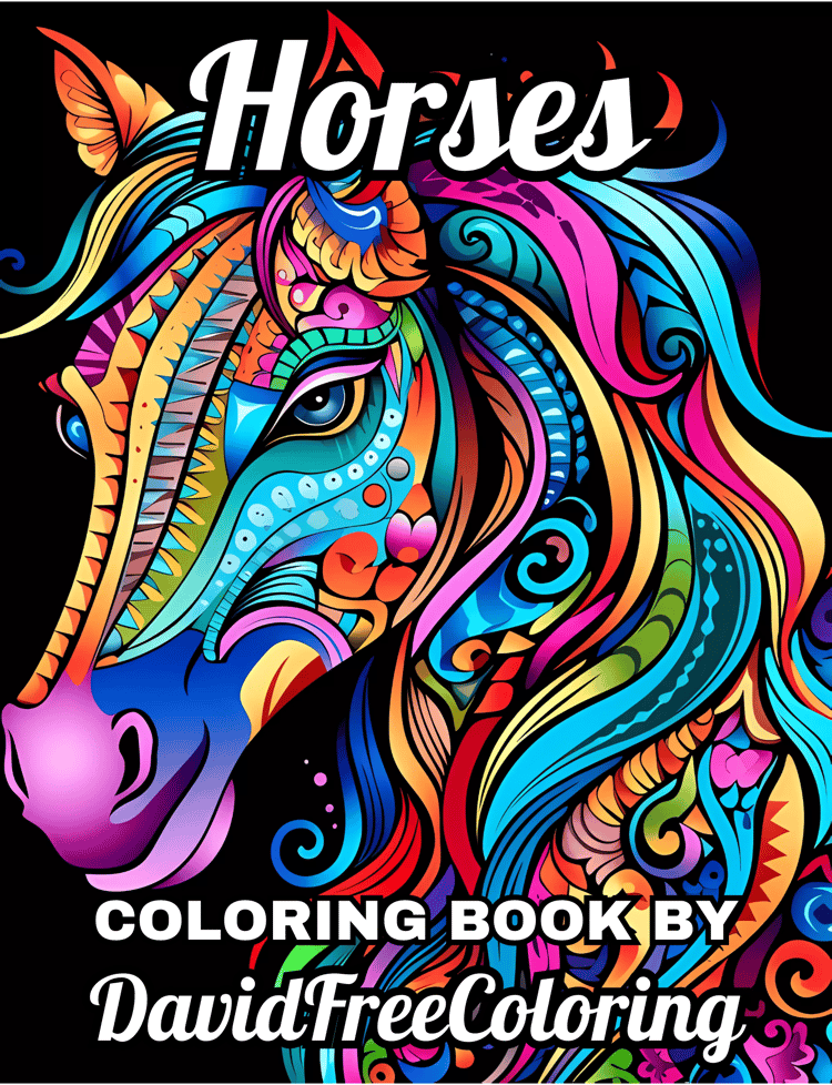 Horses Coloring Book Horses Images for Adult Coloring Pages Beautiful Horses printable coloring book gift for adult PDF download PNG