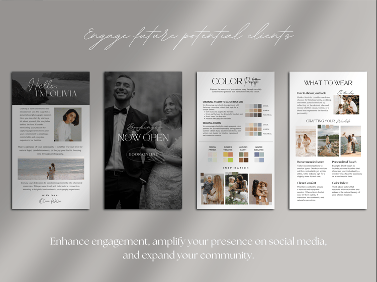 Photography social media instagram stories, Canva template, photography instagram posts, photography social media marketing, photography business templates, host haven designs, photography story posts, photographer instagram posts.