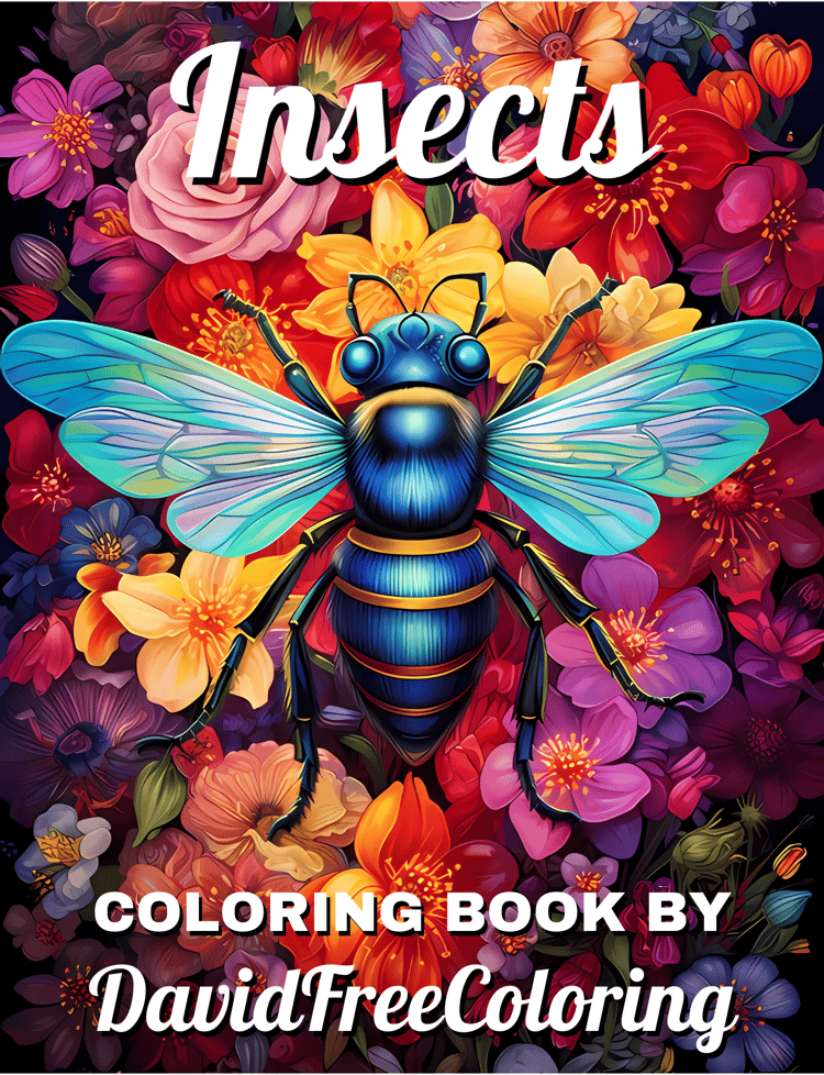 Insects Coloring Book Butterfly Coloring Images for Adult Coloring Pages Spider printable coloring book gift for adult PDF Download PNG