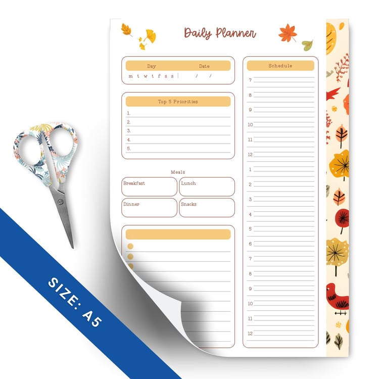 Autumn Daily Planner | A5 Printable | Instant Download PDF | Daily Organizer