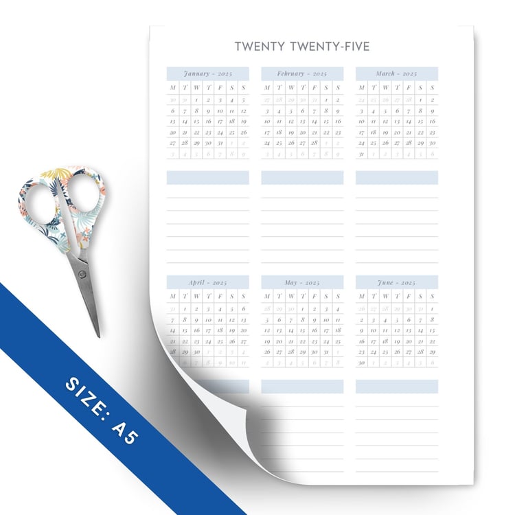 Blue 2025 Printable Planner | 189 Pages | Instant Download PDF | Daily, Weekly, Monthly Organizer