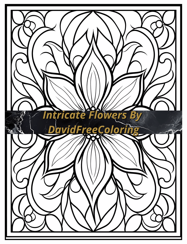 Intricate Flowers Coloring Book Flowers Images for Adult Coloring Pages Flowers printable coloring book gift for adult PDF download PNG