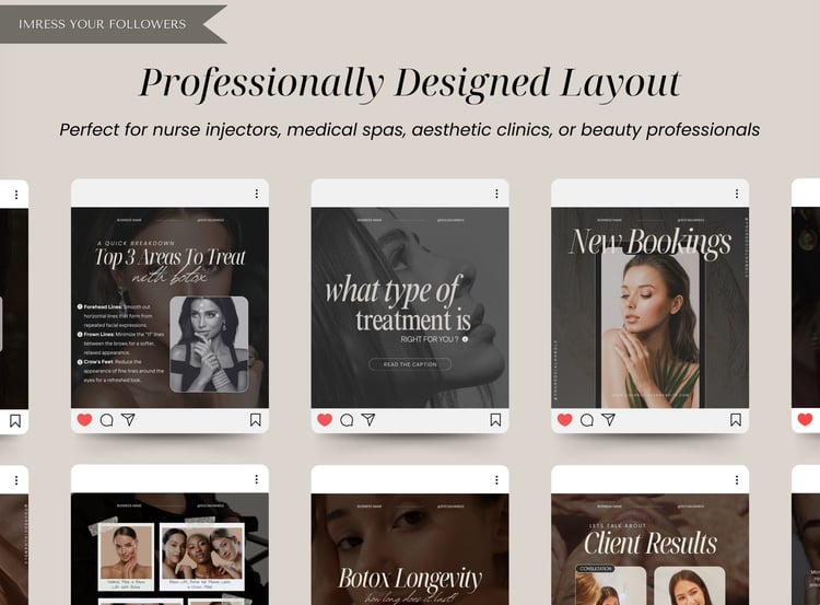 instagram templates for nurse injector, instagram bundle, instagram quotes, social media, nurse injector, esthetician, botox and filler, Aesthetics Nurse, beauty social, medspa templates, esthetician template, injection template, nurse injector post
