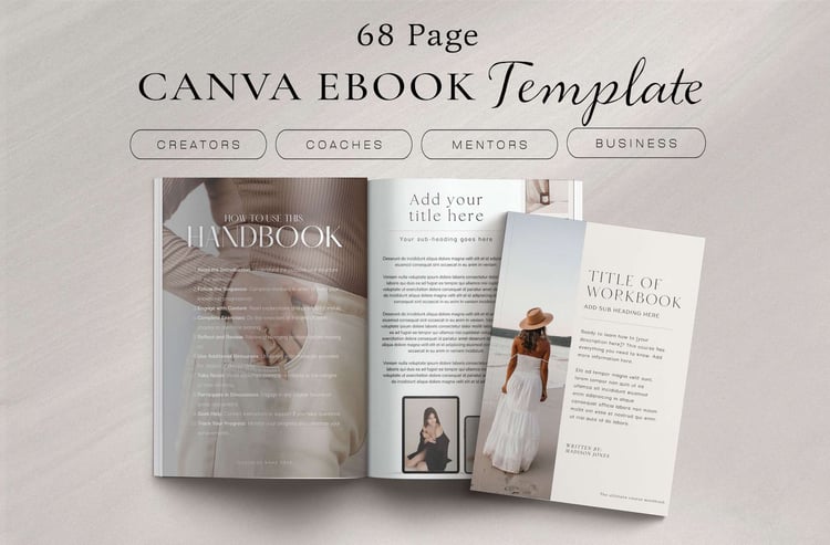 100% Editable Canva E-Book Template for Creators, Coaches, Small Businesses, and Mentors - Perfect for Print or Digital Use. Includes covers, content pages, Q&A, tips, resources, and more to create impactful and visually appealing e-books, ebook template,