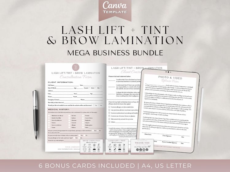 Lash lift template, lash lift and tint, lash lift and tint aftercare, printable Lash Tint and Lift consultation form, Brow lamination forms, lash lift consultation form, lash tech, lash tech templates, Esthetician Forms, Beauty Salon Forms, Canva