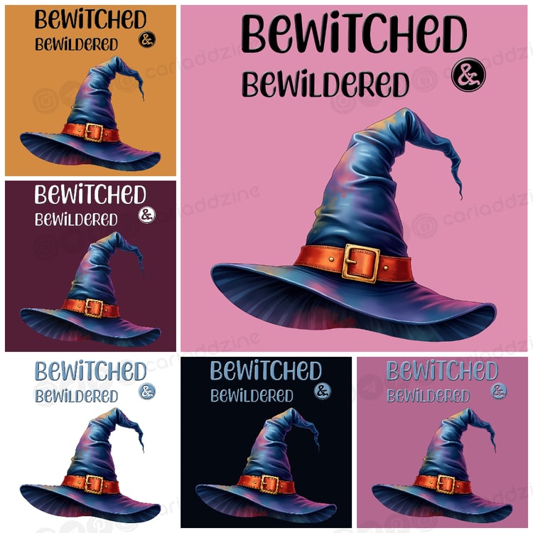 witch hat design, whimsical art, magical illustrations, Halloween decor, enchanting graphics, Cariad Dzine design