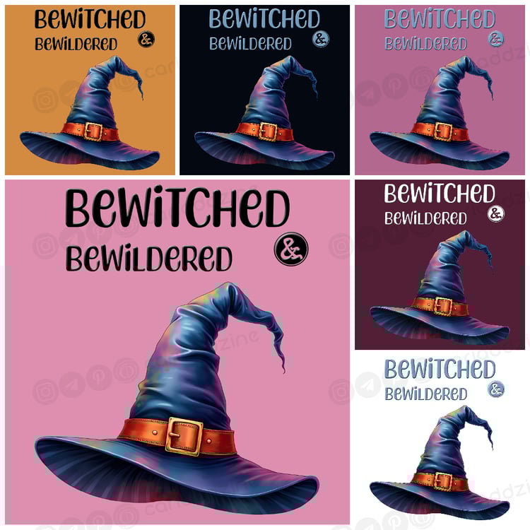 witch hat design, whimsical art, magical illustrations, Halloween decor, enchanting graphics, Cariad Dzine design