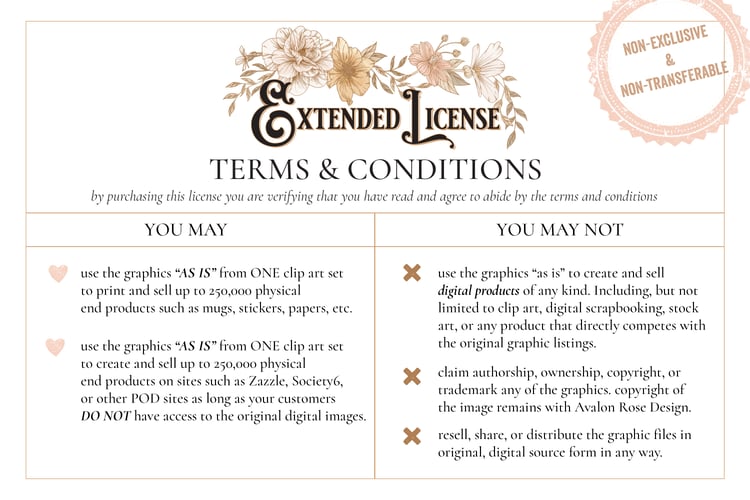 extended license for Avalon Rose Design