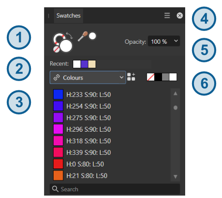colour panel in affinity publisher