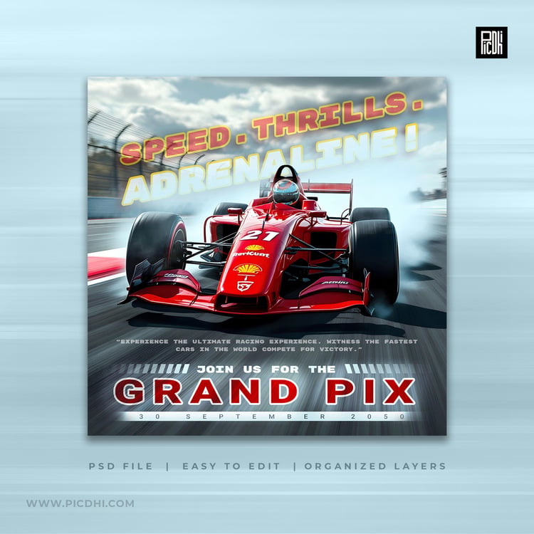 Car racing social media square post PSD template