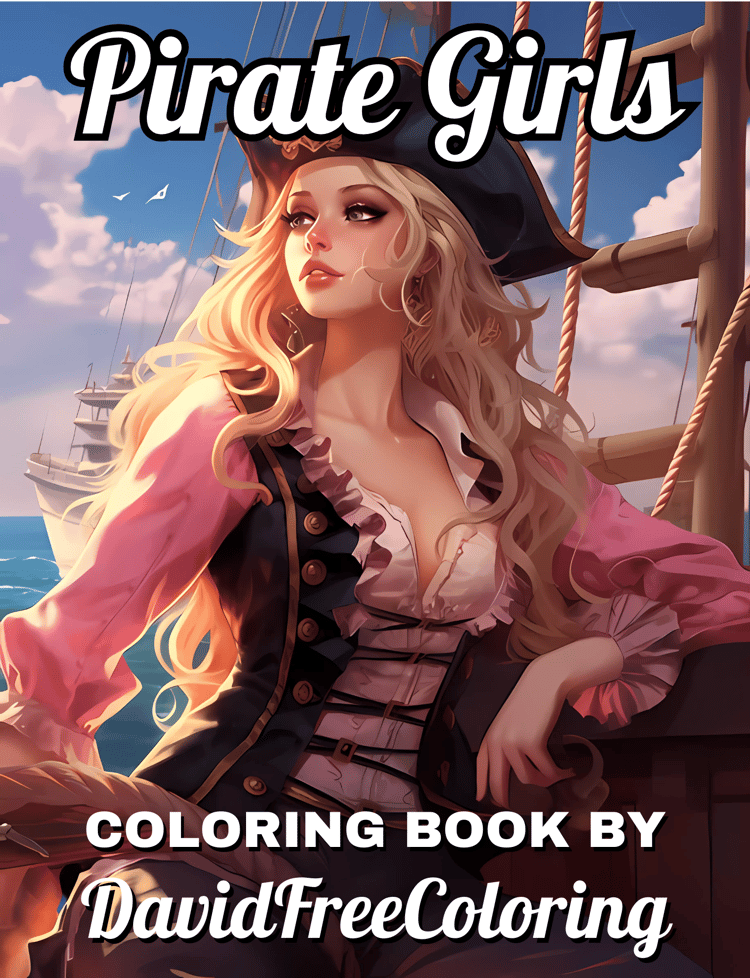 Pirate Girls Coloring Book is a coloring book for adults with 40 Stunning Pirate Kawaii Girls images to color creatively, both through the download of PNG and PDF files. Pirate Girls Coloring Book Pirate Images for Adult Coloring Pages Pirate Girls printa