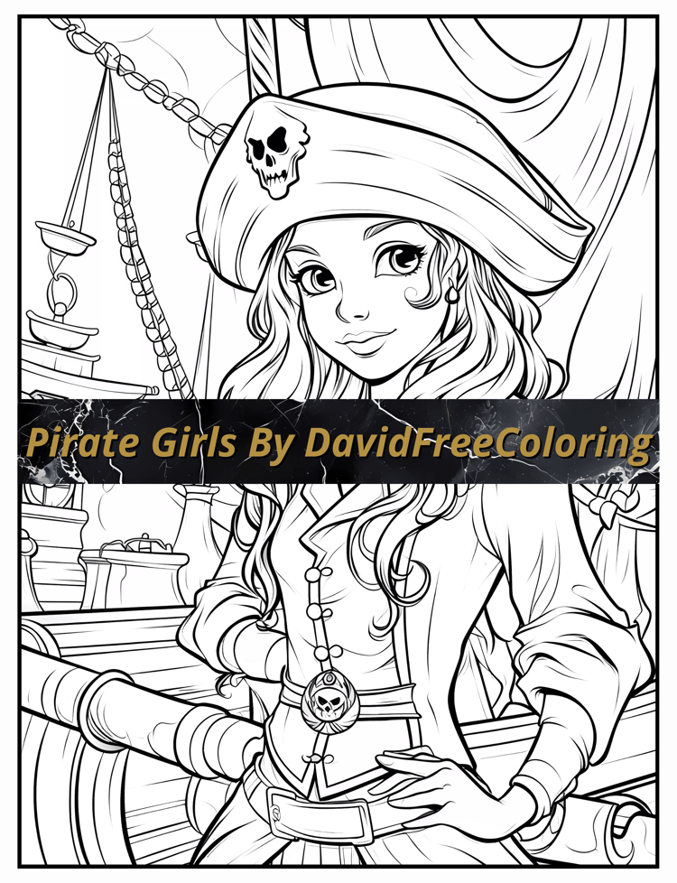 Pirate Girls Coloring Book is a coloring book for adults with 40 Stunning Pirate Kawaii Girls images to color creatively, both through the download of PNG and PDF files. Pirate Girls Coloring Book Pirate Images for Adult Coloring Pages Pirate Girls printa