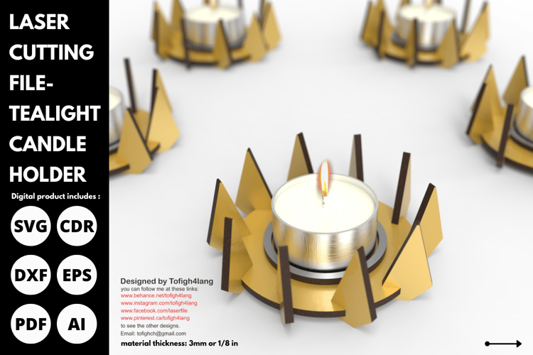 Tealight candle stand | SVG | laser cutting file | glowforge