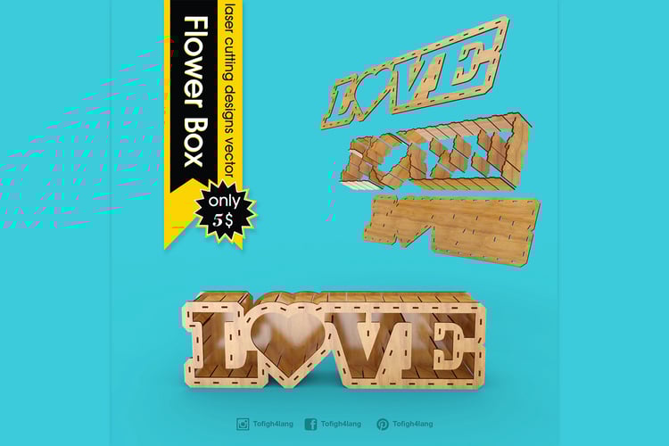 Love Flower Box Laser Cut File | DIY Wood & Acrylic CNC Project