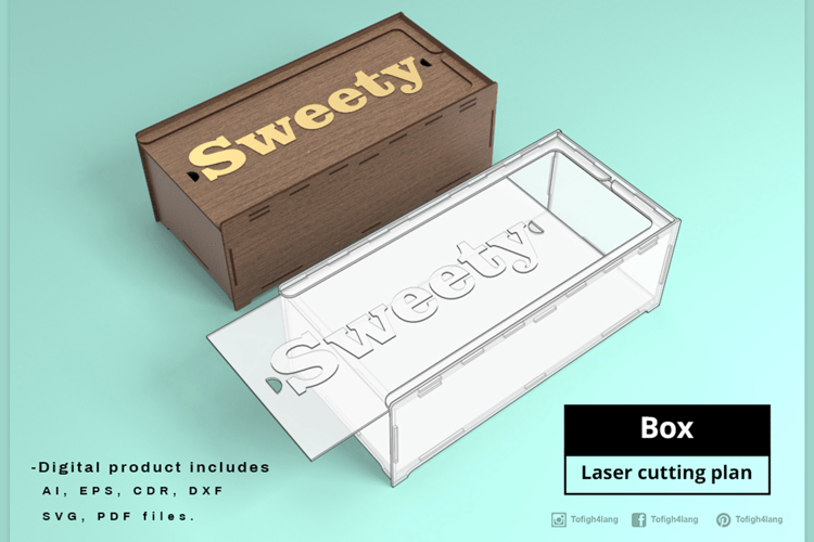 Laser Cut Box Design Customizable Sweety Box Digital File for CNC & Laser Cutting