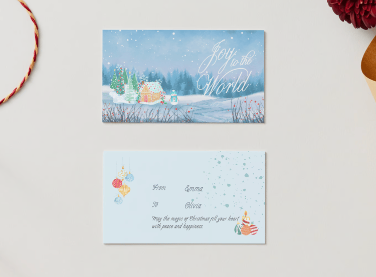 Customizable Adorable Winter Wonderland Gift/Favor Tag| Digital Canva Template. Mock card front and back views
