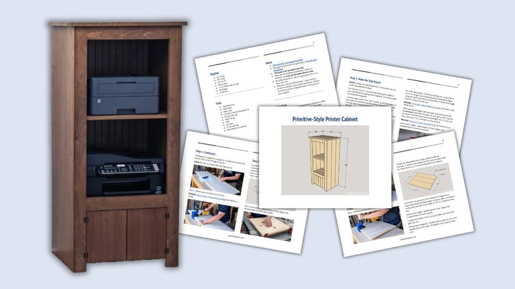 Printer cabinet with plan page images