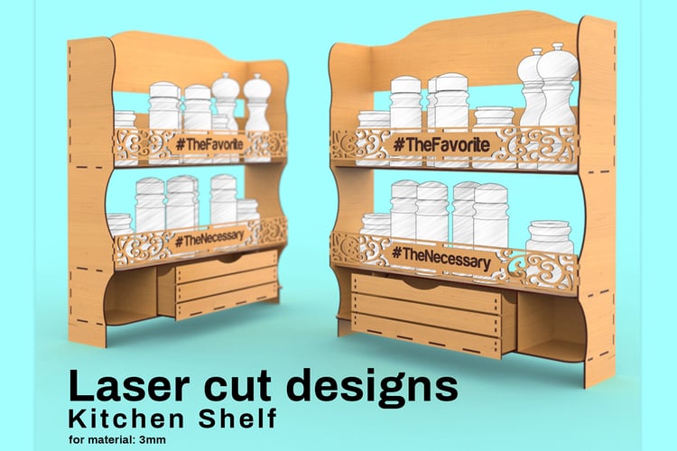 Kitchen Shelf Design | Digital File for CNC & Laser, Laser Cut, SVG file, Glowforge Crafts