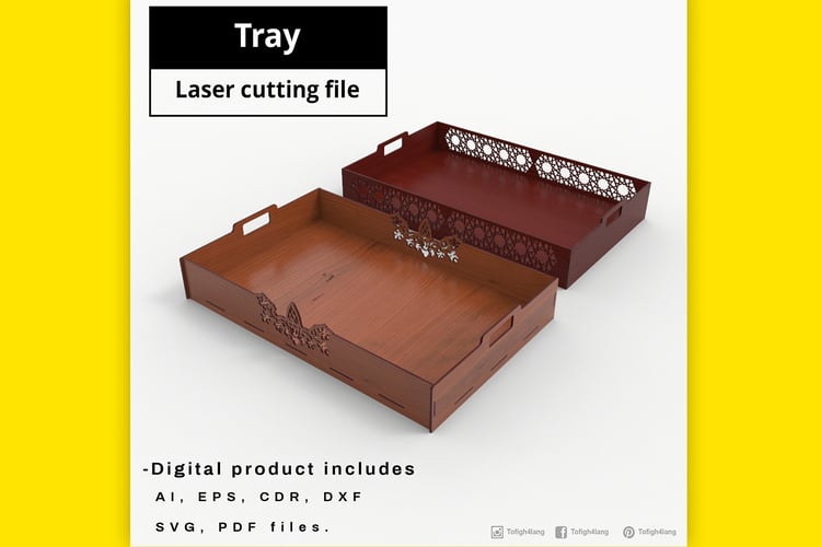 Laser Cut Tray Design | Digital File for CNC & Laser, Laser Cut, SVG file, Glowforge Crafts