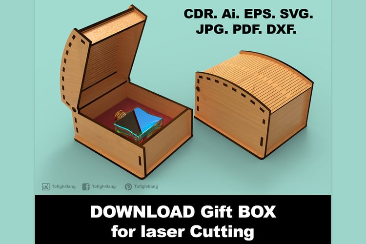 Unique Curved Laser Cut Gift Box Design | Digital File for CNC & Laser, Laser Cut, SVG