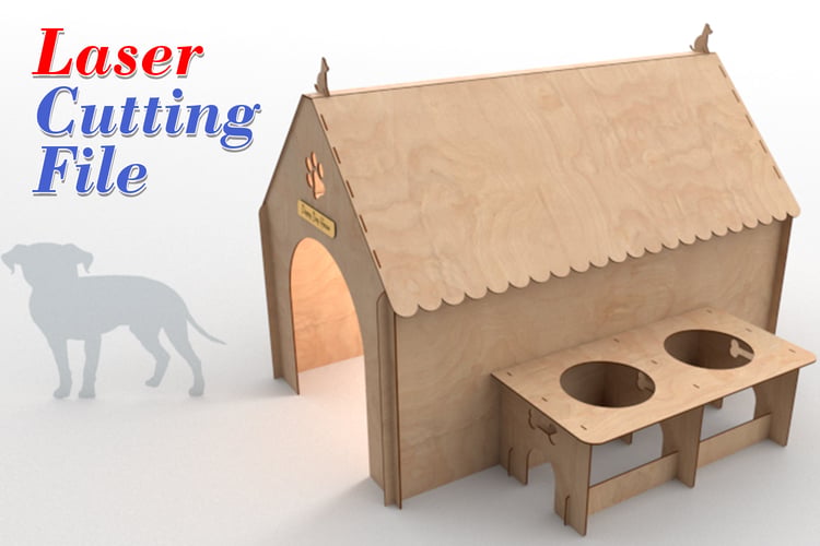 Pet House & Feeding Station Laser Cut | Digital File for CNC & Laser, Laser Cut, SVG