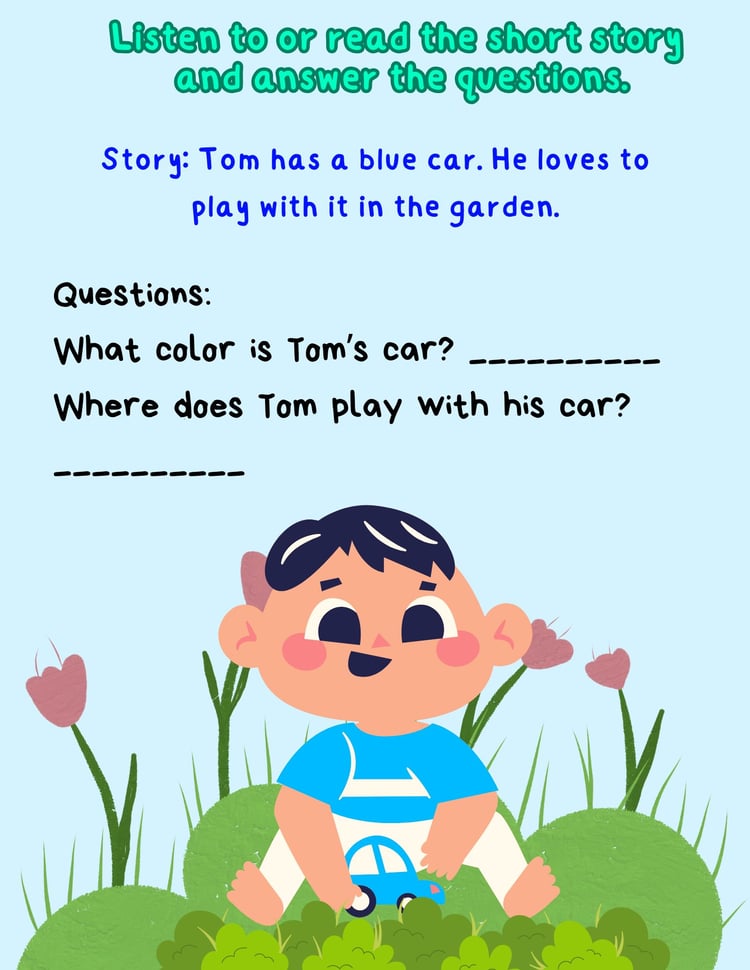 Printable PDF Language Comprehension Workbook for Speech Development Part 2