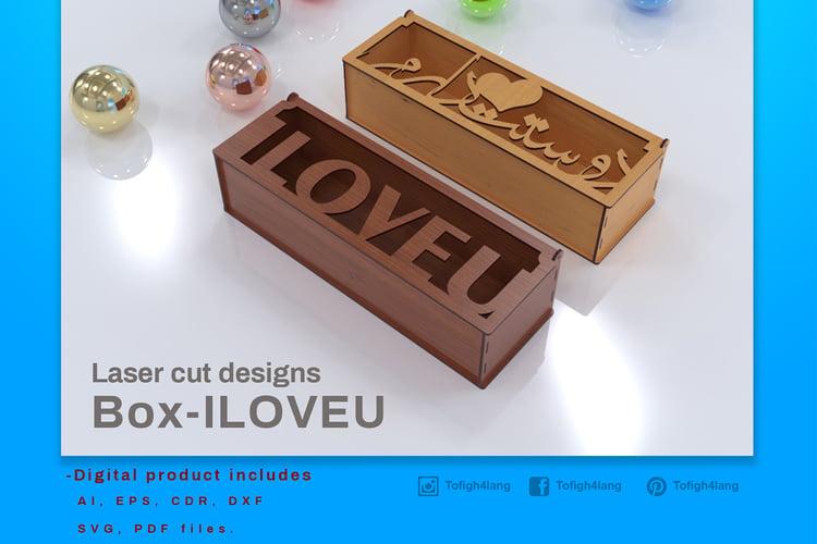 LOVE Gift Box Design | Romantic Box File | Digital File for Laser, Laser Cut, SVG