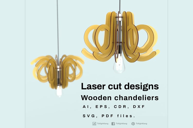 Laser Cut Wooden Chandelier Design | Customizable Decorative Light Fixture